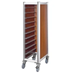 Tablettwagen MDF Holzoptik/Alu für 10x GN1/1 Tabletts, braun
