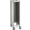 Tablettwagen MDF Holzoptik/Alu für 10x EN-Tabletts, silber