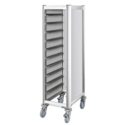 Tablettwagen MDF Holzoptik/Alu für 10 Tabletts 45,4x35,5cm, silber