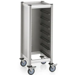 Tablettwagen MDF Holzoptik/Alu für 7 Tabletts 45,4x35,5cm, silber