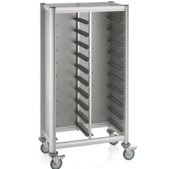 Tablettwagen SINGLE MENSA, für 2x10 Tabletts, silber