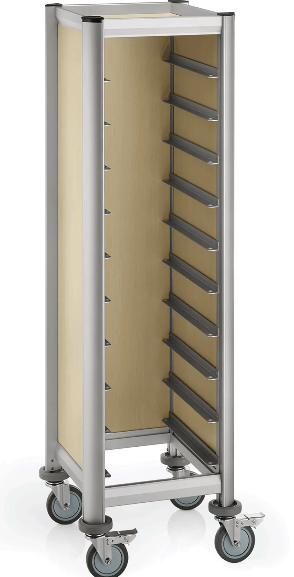 Tablettwagen SINGLE MENSA, für 10 Tabletts, beige