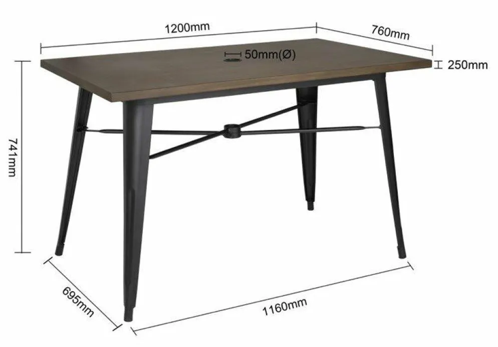 Terassentisch HOLLI-ST Bistro, Holzoptik dunkel, 120cm