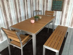 Terrassen Bank Torino Teak Optik, 140x35x46 cm