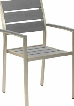 Terrassenstuhl Bari grau, mit Armlehne, stapelbar