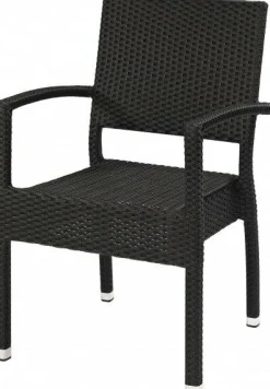 Terrassenstuhl Nizza Seagrass mit Armlehnen schwarz