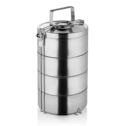 Thermoetagentransportbehälter mit 4 Speiseeinsätzen á 0,9 Liter, Edelstahl