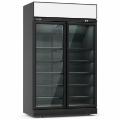 Tiefkühlschrank 2 Glastüren Schwarz Ins-1000F Bl 960 L, 1253x710x2092mm