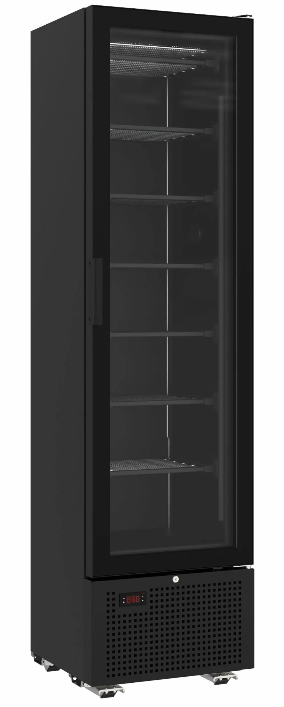 Tiefkühlschrank 1 Glastür Schwarz 221L, Breite 494mm