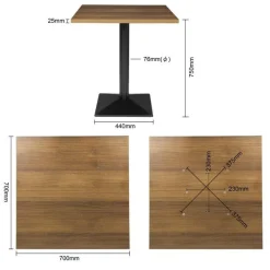Tisch Atlas DK70 mit Tischgestell und Tischplatte 70x70cm