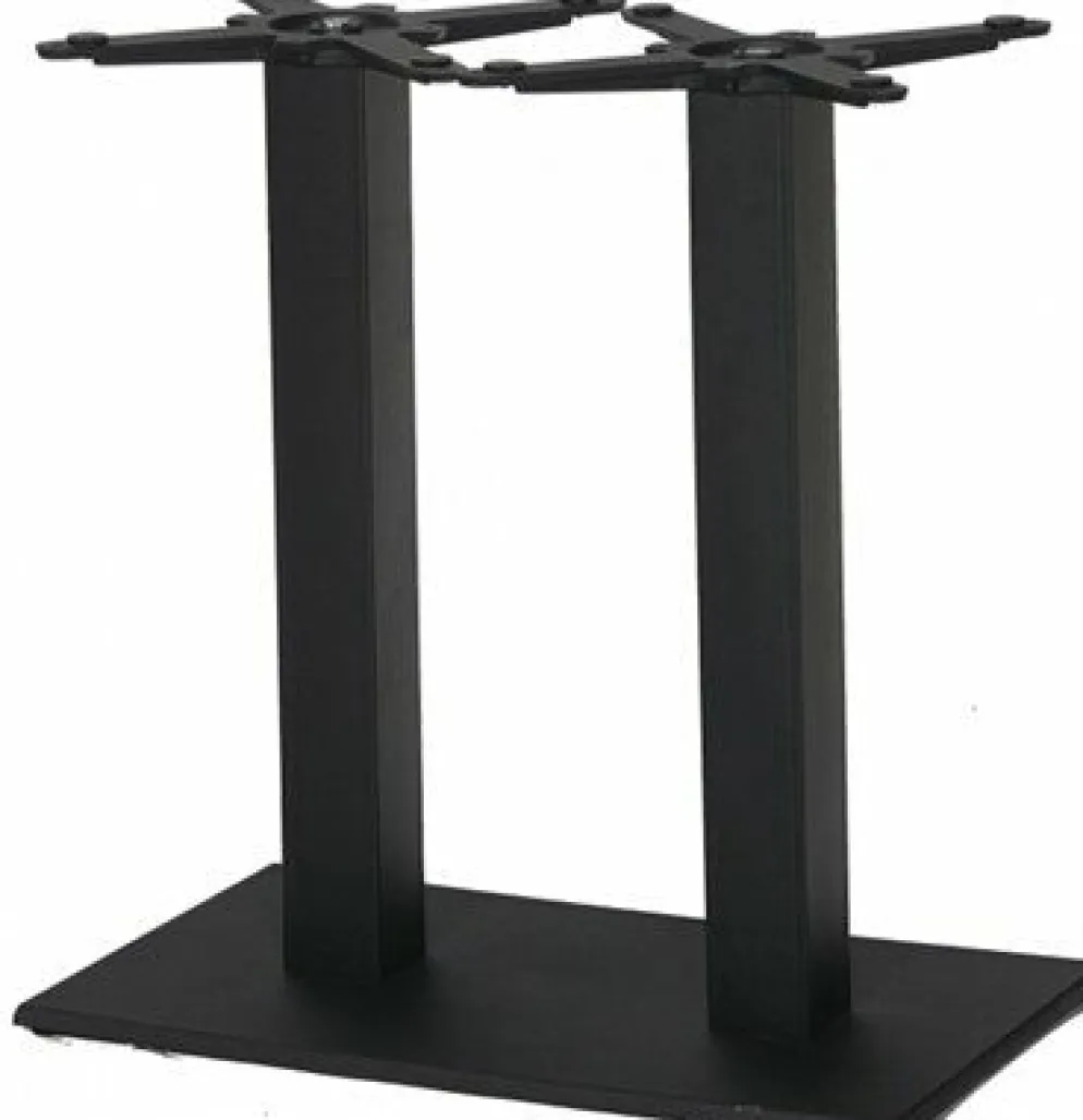 Tischgestell, Doppelsäule Gusseisen, Boden flach, für Platten bis 140x80cm