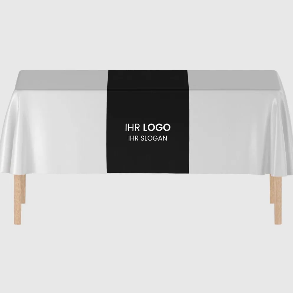Tischläufer VTS-300 Schwarz mit Logo, 200x60cm