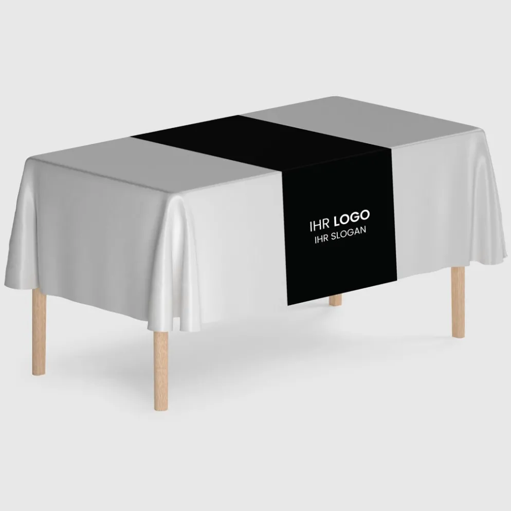 Tischläufer VTS-300 Schwarz mit Logo, 200x60cm