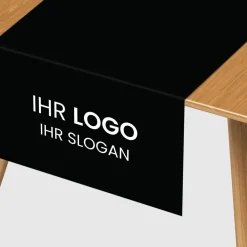 Tischläufer VTS-300 Schwarz mit Logo, 200x60cm