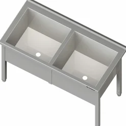 Topfspültisch TS05 1200x600x850mm, 2 Becken, Aufkantung