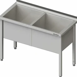 Topfspültisch TS05 1200x600x850mm, 2 Becken, Aufkantung
