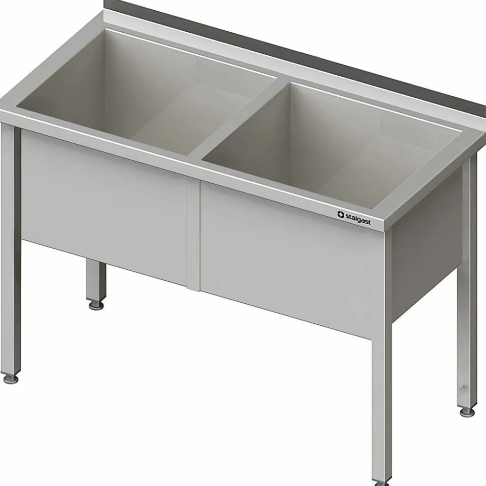 Topfspültisch TS05 1200x600x850mm, 2 Becken, Aufkantung