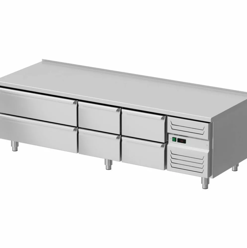 Unterbaukühltisch Edelstahl 6 Schubladen GN1/1 & GN2/1, 2000 mm