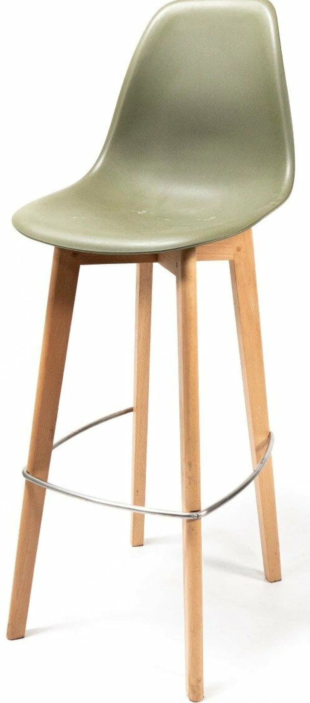 VEBA Keeve Barhocker grün, Gestell Birkenholz
