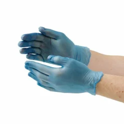 Vinyl Einmalhandschuhe blau puderfrei, Größe: L, 100 Stück