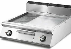 VIRTUS Elektro-Grillplatte, 2/3 glatte,1/3 gerillte Platte, Breite 800mm, Tiefe 730mm, 10.8 kW, 400V