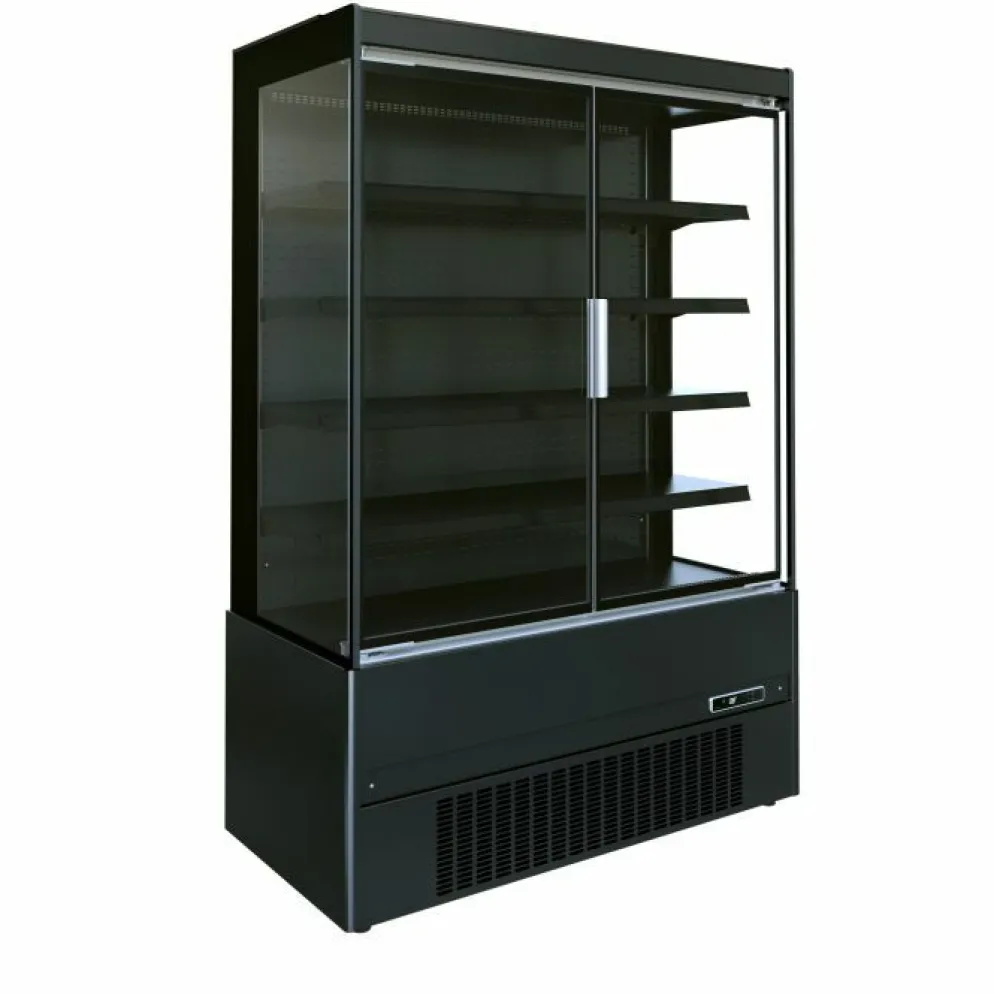 Wandkühlung Jamie 1.5, 2 Türen, Schwarz, Umluftkühlung, LED