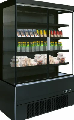 Wandkühlung Jamie 1.5, 2 Türen, Schwarz, Umluftkühlung, LED