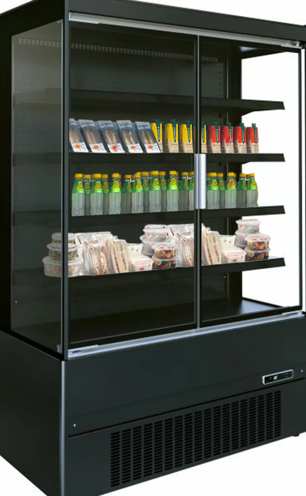 Wandkühlung Jamie 1.5, 2 Türen, Schwarz, Umluftkühlung, LED