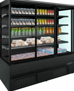 Wandkühlung Jamie 1.9, 3 Türen, Schwarz, Umluftkühlung, LED