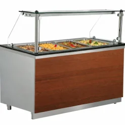 Warme Theke Bain-Marie Pro mit Holzfront für 4x GN 1/1, 1500x880x850