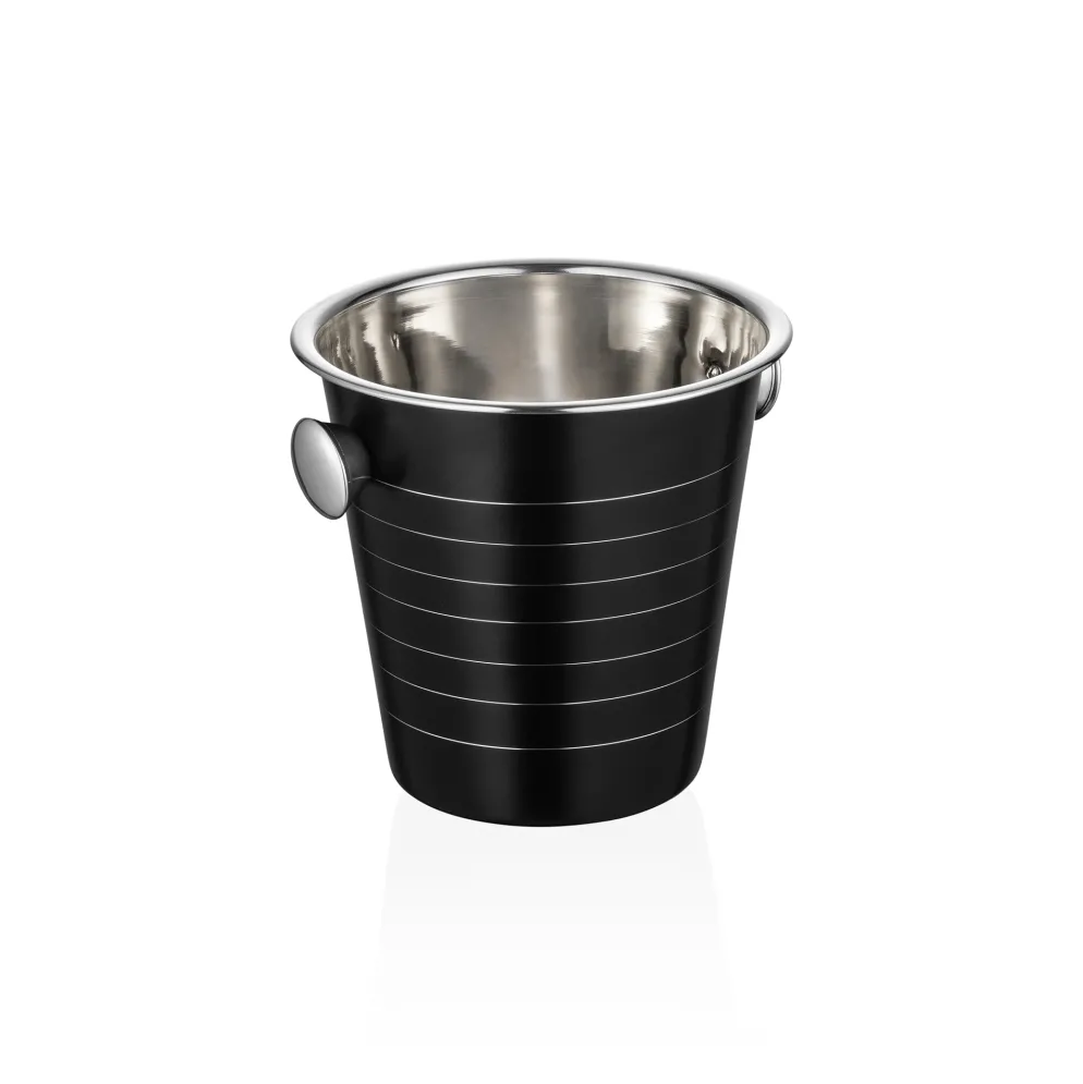 Wein-/Sektkühler, Ø 21,5 cm, Höhe 20 cm, schwarz, Chromnickelstahl