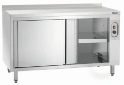 Wärmeschrank mit Schiebetüren und Zwischenboden, Breite 1400mm, mit Aufkantung