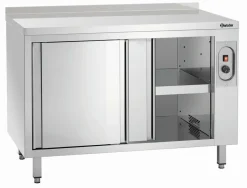 Wärmeschrank mit Schiebetüren und Zwischenboden, B1200mm, mit Aufkantung