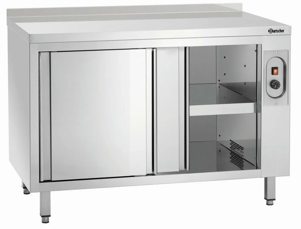 Wärmeschrank mit Schiebetüren und Zwischenboden, B1200mm, mit Aufkantung