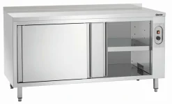 Wärmeschrank mit Schiebetüren und Zwischenboden, Breite 1600mm, mit Aufkantung