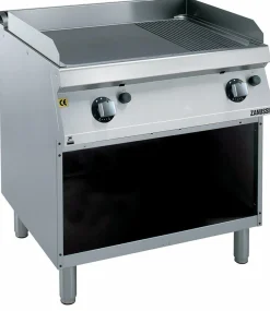 ZANUSSI Gas-Bratplatte GBP7 / 1 / 3GE2HUO, Chrom-Bratfläche glatt/gerillt, 14kW