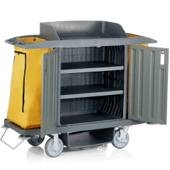 Zimmerservicewagen, 2 Türen und 2 Wäschesäcke gelb 154 x 54 x 130 cm, Kunststoff