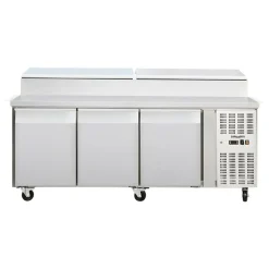 Zubereitungstisch Pizzatisch mit 3 Türen, für 10x 1/3GN, Breite 2020mm