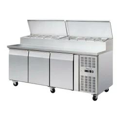 Zubereitungstisch Pizzatisch mit 3 Türen, für 10x 1/3GN, Breite 2020mm