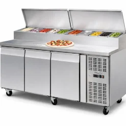 Zubereitungstisch Pizzatisch mit 3 Türen, für 10x 1/3GN, Breite 2020mm